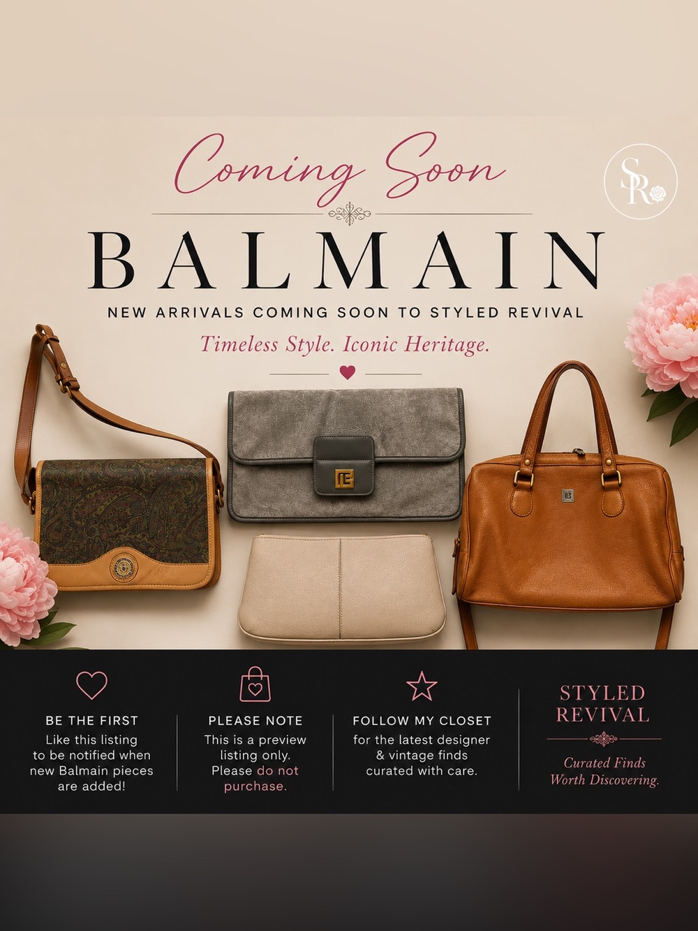 Coming Soon | Pierre Balmain Vintage Handbags | Styled Revival Preview